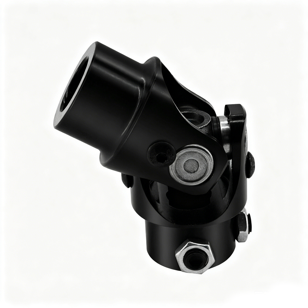3/4" Round x 3/4" DD Black Steel Steering U-Joint Coupler - Fits Hot Rod Muscle Classic Custom Steering Shaft Conversion