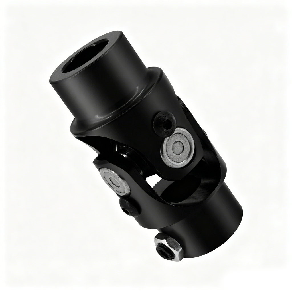 3/4" Round x 3/4" DD Black Steel Steering U-Joint Coupler - Fits Hot Rod Muscle Classic Custom Steering Shaft Conversion