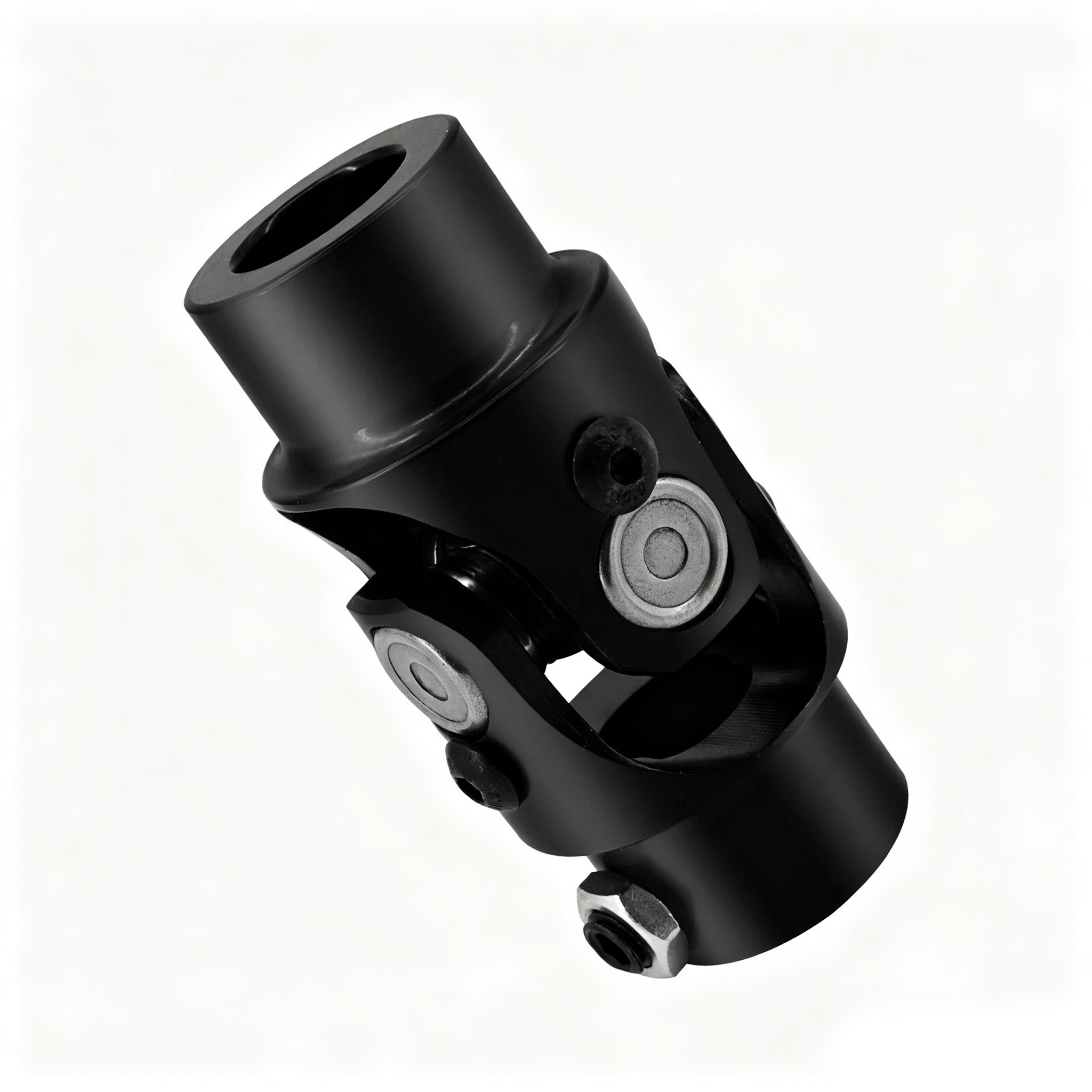 3/4" Round x 3/4" DD Black Steel Steering U-Joint Coupler - Fits Hot Rod Muscle Classic Custom Steering Shaft Conversion