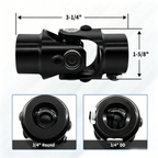 3/4" Round x 3/4" DD Black Steel Steering U-Joint Coupler - Fits Hot Rod Muscle Classic Custom Steering Shaft Conversion
