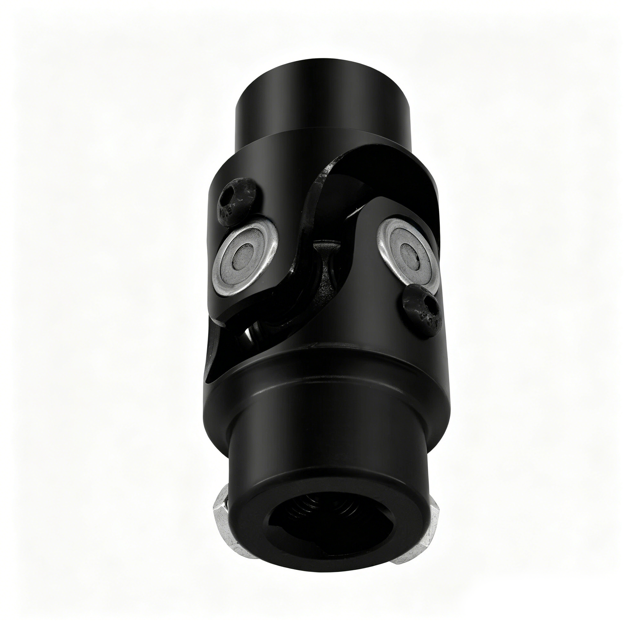 3/4" Round x 3/4" DD Black Steel Steering U-Joint Coupler - Fits Hot Rod Muscle Classic Custom Steering Shaft Conversion