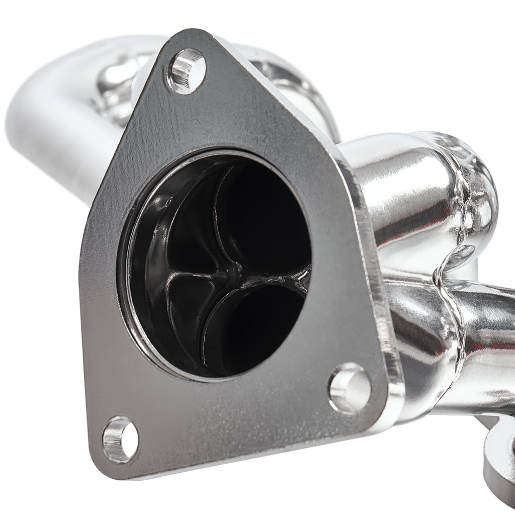 1-5/8" Ceramic-Coated Cast Iron Shorty Exhaust Headers - Fits 2002–2013 Chevy GMC 4.8L 5.3L Trucks and SUVs