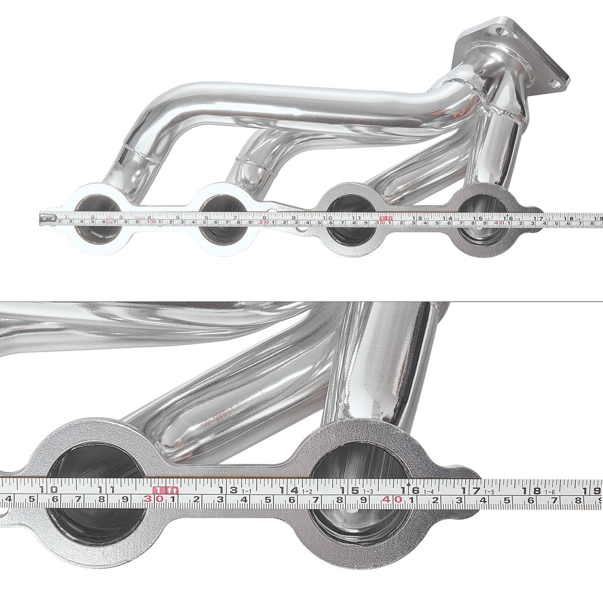 1-5/8" Ceramic-Coated Cast Iron Shorty Exhaust Headers - Fits 2002–2013 Chevy GMC 4.8L 5.3L Trucks and SUVs