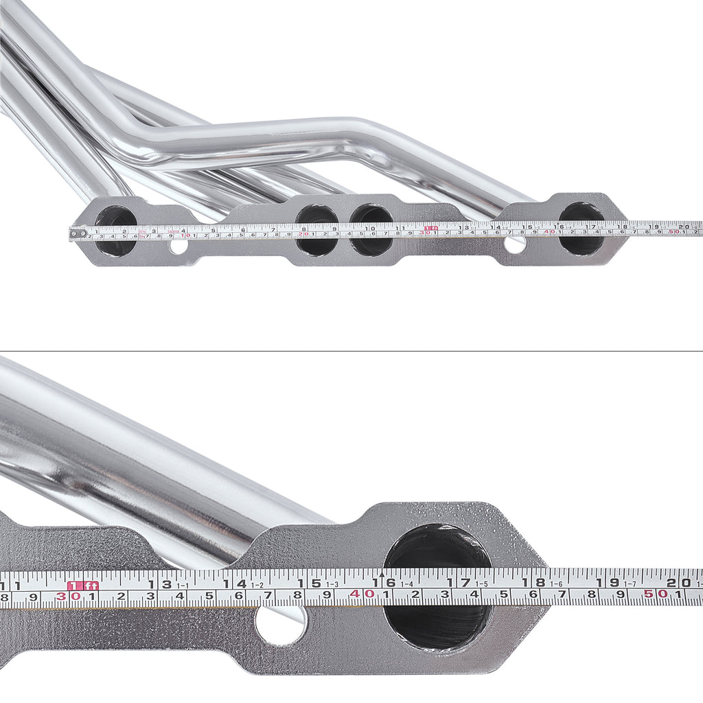 1-5/8" Ceramic Coated/Black Coated/Stainless Steel Cast Iron Long Tube Exhaust Headers - Fits 1988–1995 Chevy GMC C1500 C2500 K1500 K2500 5.0L 5.7L V8