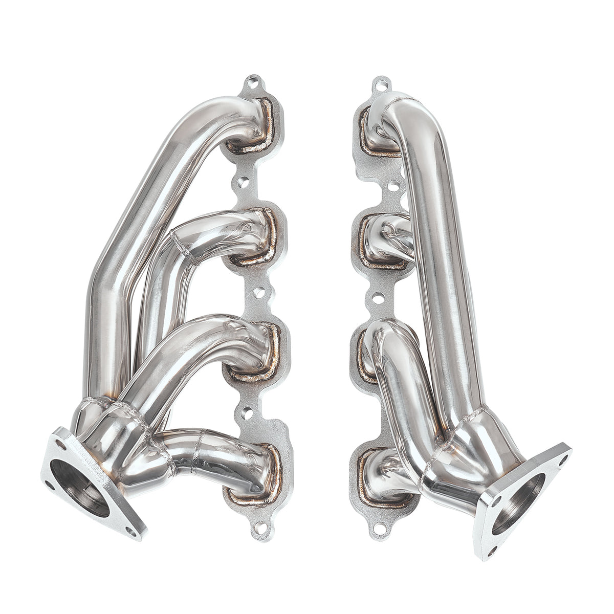 1-5/8" Polished Stainless Steel Shorty Exhaust Headers - Fits 2014–2015 Chevy GMC 5.3L 6.2L V8 Trucks and SUVs