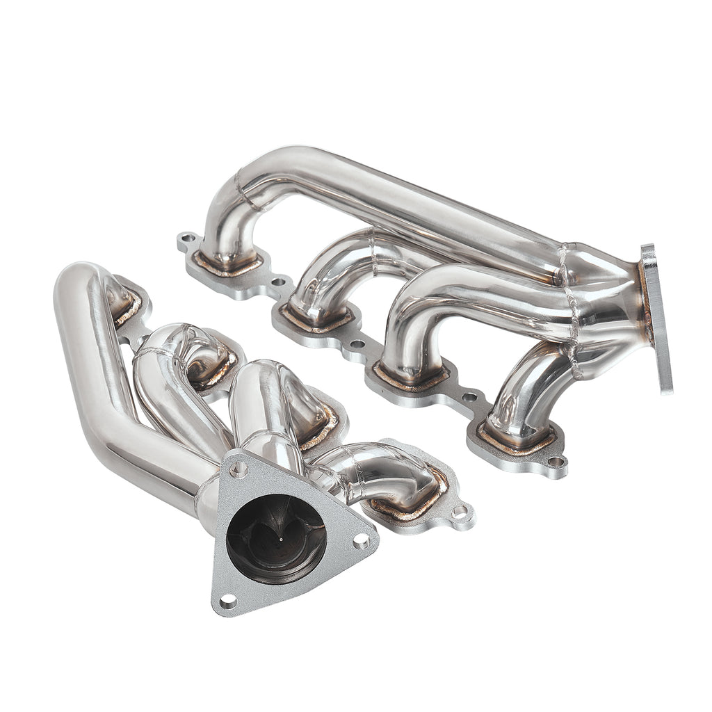 1-5/8" Polished Stainless Steel Shorty Exhaust Headers - Fits 2014–2015 Chevy GMC 5.3L 6.2L V8 Trucks and SUVs