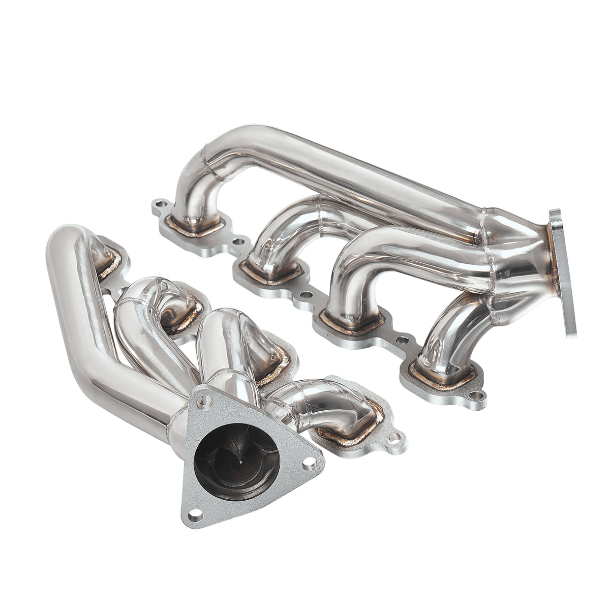 1-5/8" Polished Stainless Steel Shorty Exhaust Headers - Fits 2014–2015 Chevy GMC 5.3L 6.2L V8 Trucks and SUVs
