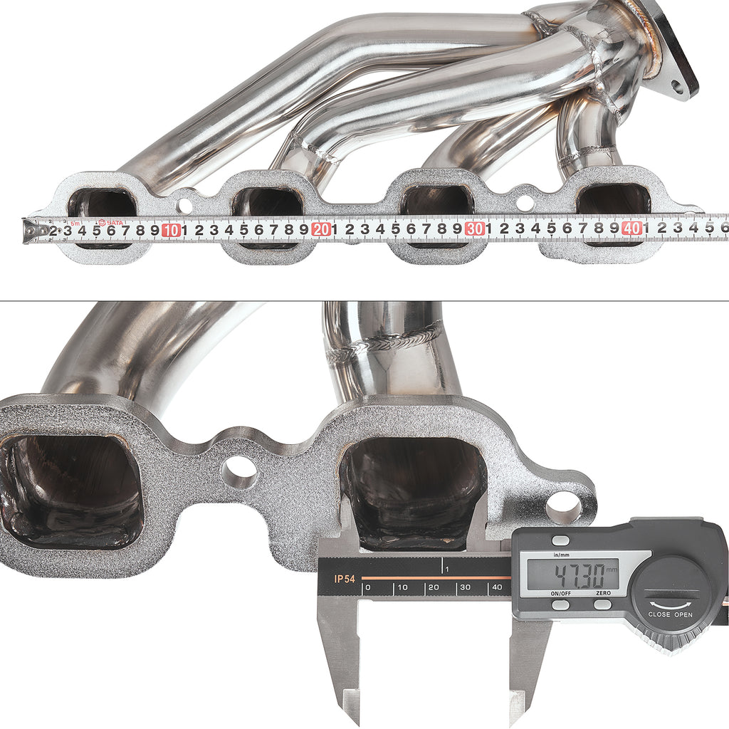 1-5/8" Polished Stainless Steel Shorty Exhaust Headers - Fits 2014–2015 Chevy GMC 5.3L 6.2L V8 Trucks and SUVs