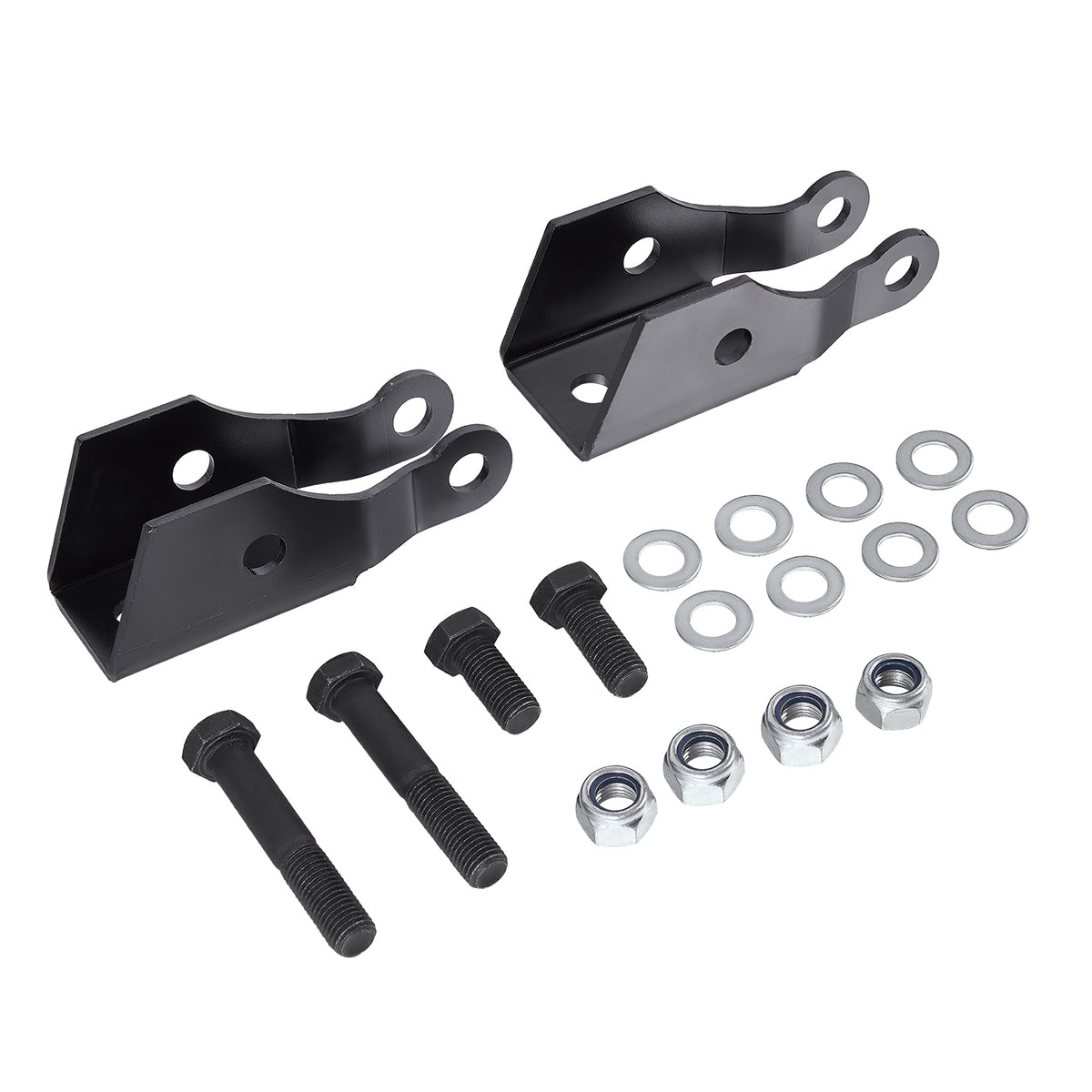 Black Powder-Coated Steel Bolt-On Rear Shock Extenders - Fits 1973–1987 Chevy GMC C10 C15 2WD Trucks