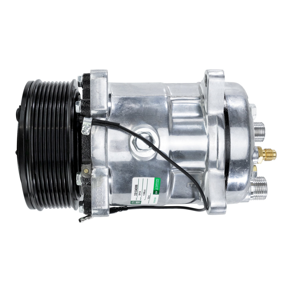 Sanden 5H14 508 Style A/C Compressor with Clutch - 12V 8 Groove Horizontal Port Ear Mount, R134a PAG100 7oz Oil Auto Air Conditioning Replacement Compressor