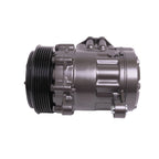 Sanden SD7 7176 Style Mini A/C Compressor with Black 6-Groove Clutch - Universal Custom Classic Car AC Replacement, R134a Pre-Filled SP-15 Oil with -8AN & -10AN Fittings