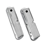 3-11/16" Polished Aluminum Tall Half-Finned Valve Covers - Fits 1962–1985 Ford 289 302 351W SBF V8