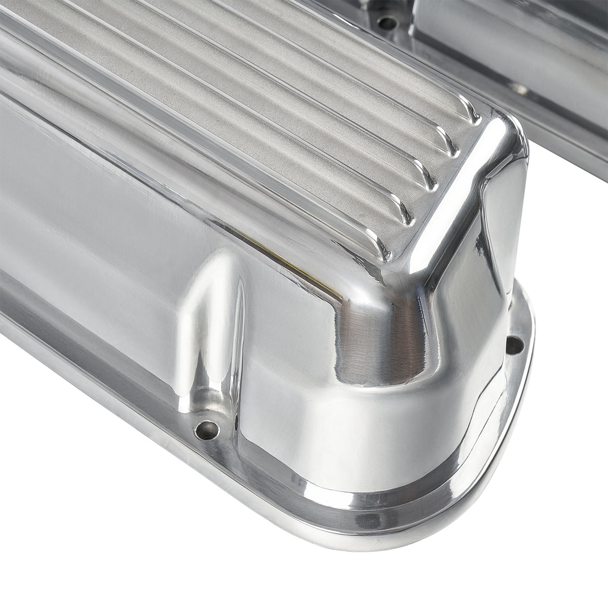 3-11/16" Polished Aluminum Tall Half-Finned Valve Covers - Fits 1962–1985 Ford 289 302 351W SBF V8