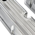 3-11/16" Polished Aluminum Tall Half-Finned Valve Covers - Fits 1962–1985 Ford 289 302 351W SBF V8