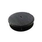 14" x 3" Black Full Finned Aluminum Air Cleaner Assembly with Paper Filter - 5-1/8" Neck 30mm Recessed Base for Holley Edelbrock Rochester Carbs