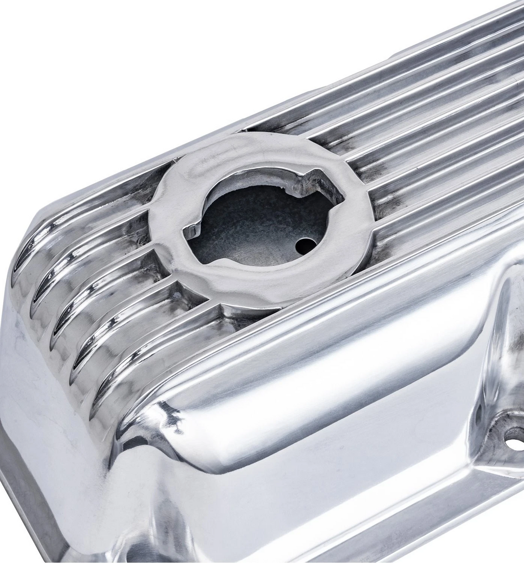 3-1/2" Polished Finned Aluminum Valve Covers - Fits 1992-Up Chrysler Magnum 5.2L 5.9L V8