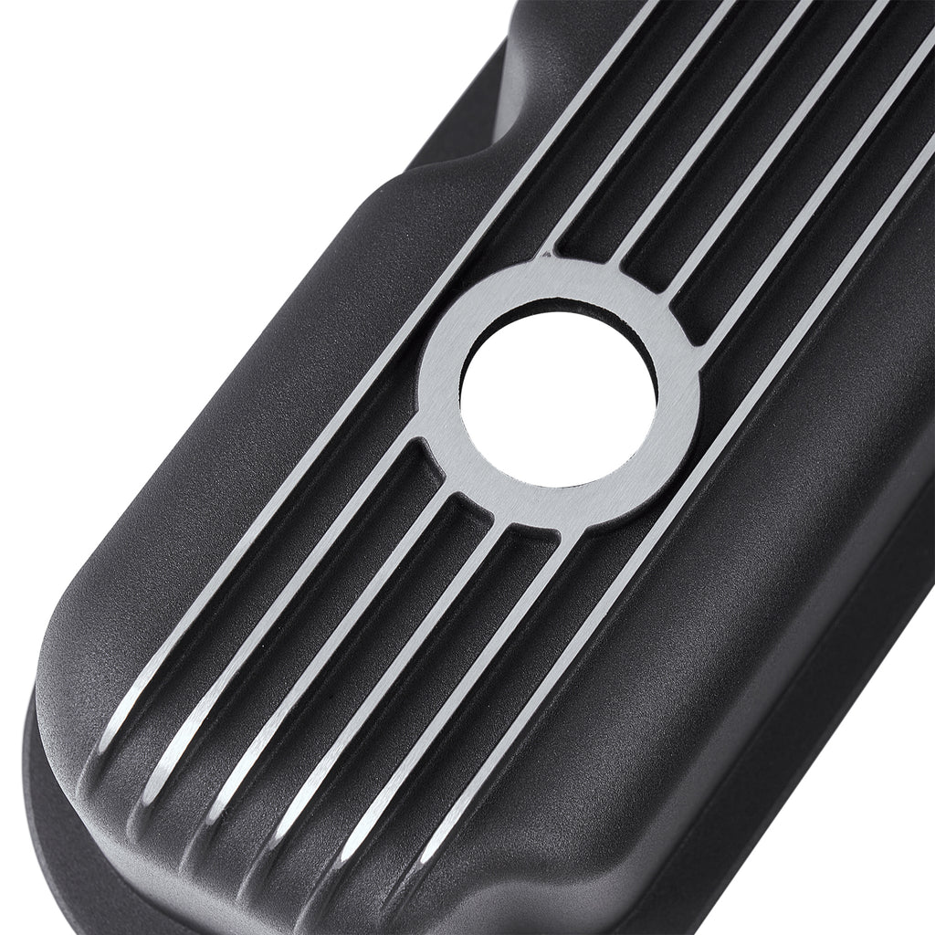 3-1/2" Black Finned Aluminum Valve Covers - Fits 1967–1991 Chrysler 318 340 360 Small Block V8