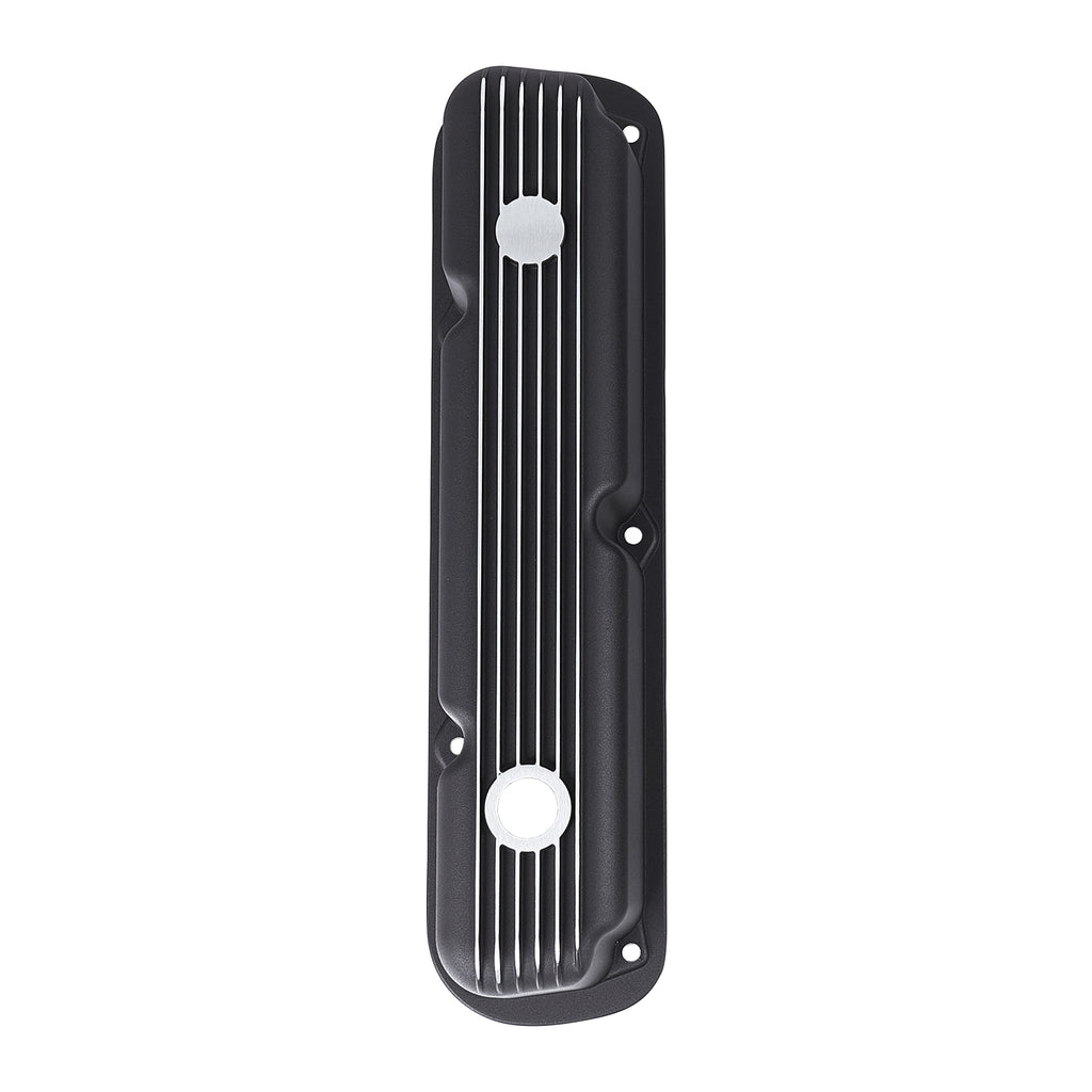 3-1/2" Black Finned Aluminum Valve Covers - Fits 1967–1991 Chrysler 318 340 360 Small Block V8