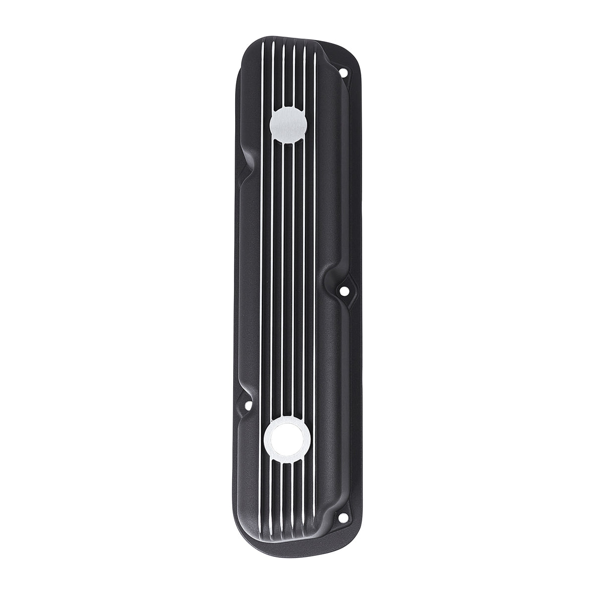 3-1/2" Black Finned Aluminum Valve Covers - Fits 1967–1991 Chrysler 318 340 360 Small Block V8