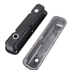 3-1/2" Black Finned Aluminum Valve Covers - Fits 1967–1991 Chrysler 318 340 360 Small Block V8