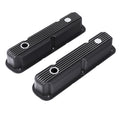 3-1/2" Black Finned Aluminum Valve Covers - Fits 1967–1991 Chrysler 318 340 360 Small Block V8