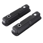 3-1/2" Black Finned Aluminum Valve Covers - Fits 1967–1991 Chrysler 318 340 360 Small Block V8