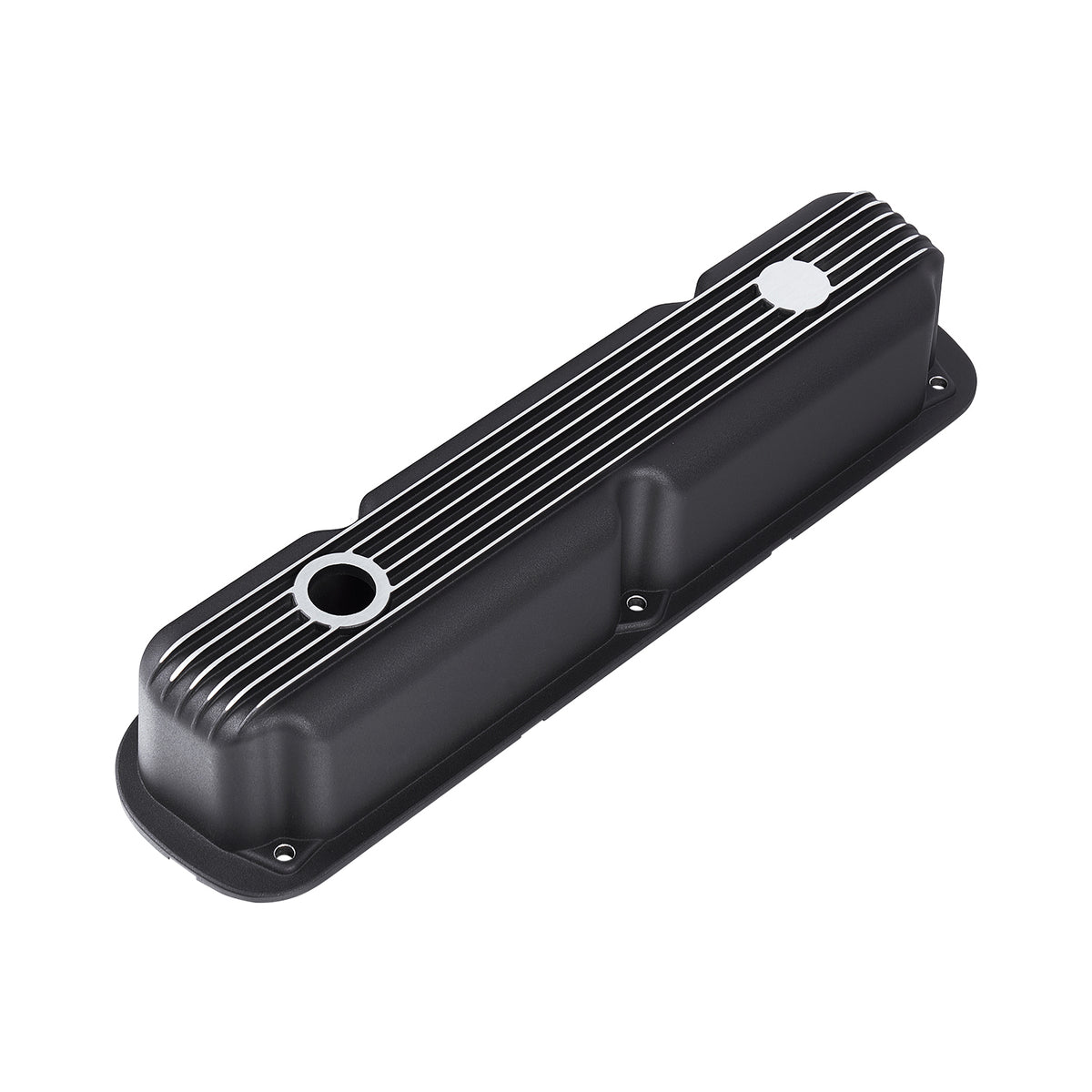 3-1/2" Black Finned Aluminum Valve Covers - Fits 1967–1991 Chrysler 318 340 360 Small Block V8