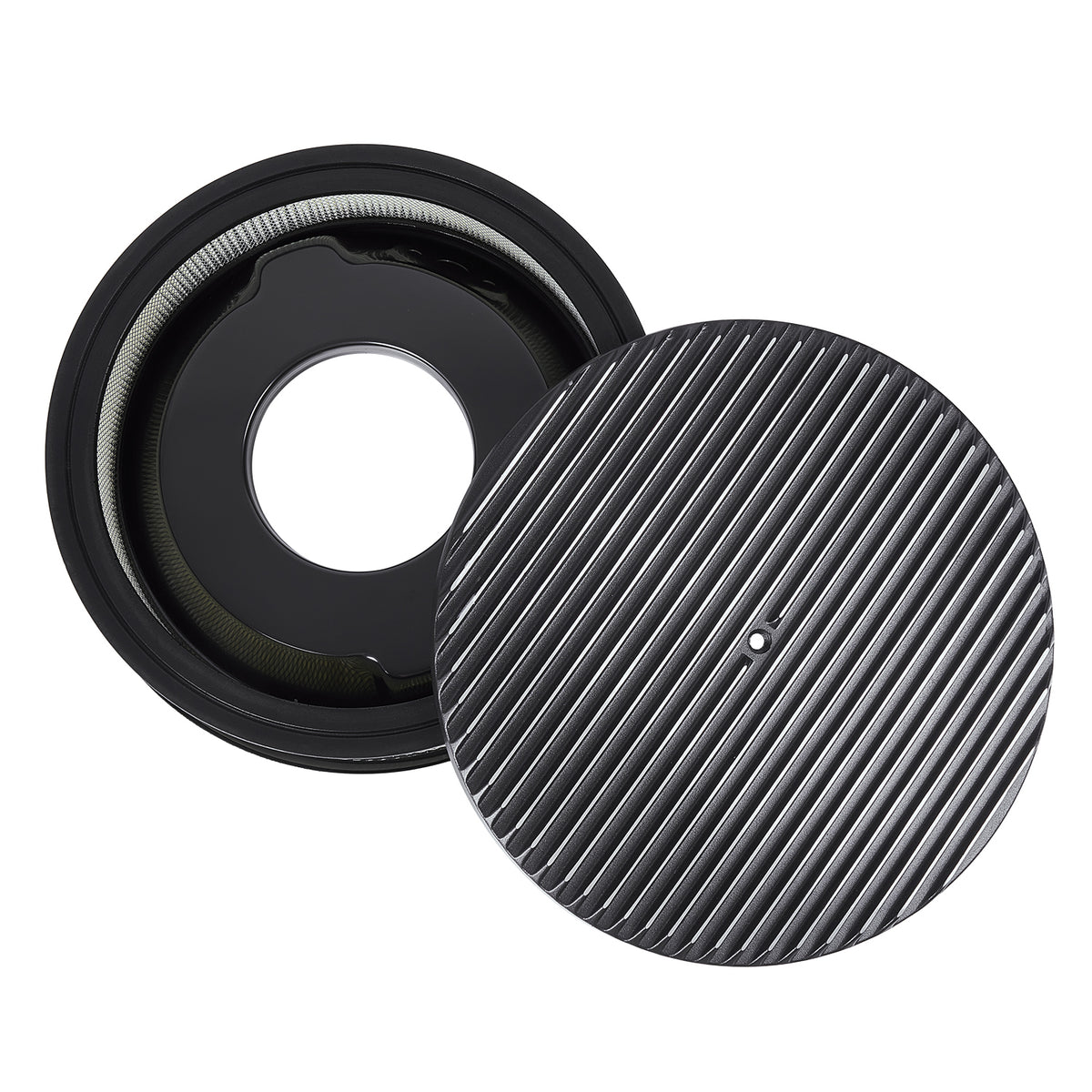 14 x 3" Black Aluminum Finned Air Cleaner - Fits Holley Edelbrock Carter Rochester 5-1/8" Carburetors