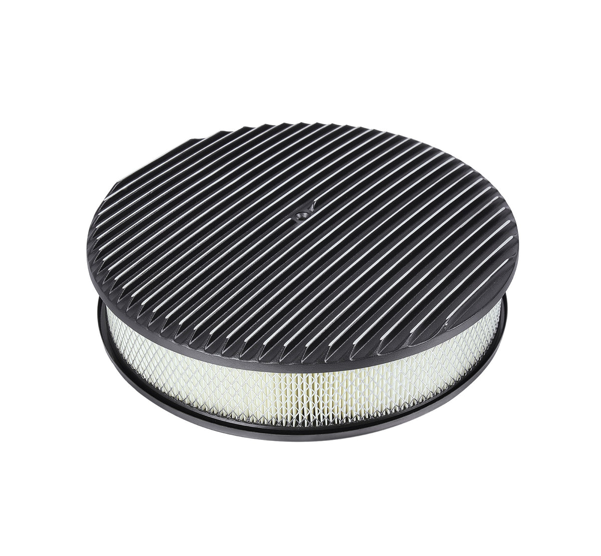 14 x 3" Black Aluminum Finned Air Cleaner - Fits Holley Edelbrock Carter Rochester 5-1/8" Carburetors