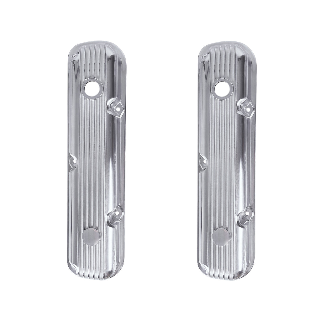 3-1/2" Polished Finned Aluminum Valve Covers - Fits 1967–1991 Chrysler 318 340 360 Small Block V8