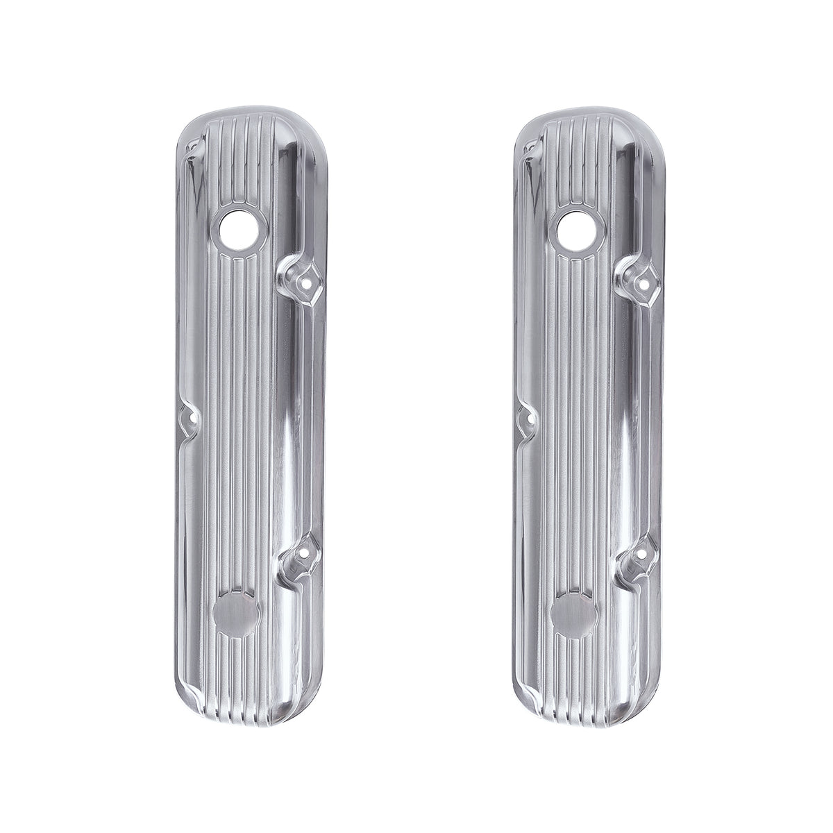 3-1/2" Polished Finned Aluminum Valve Covers - Fits 1967–1991 Chrysler 318 340 360 Small Block V8