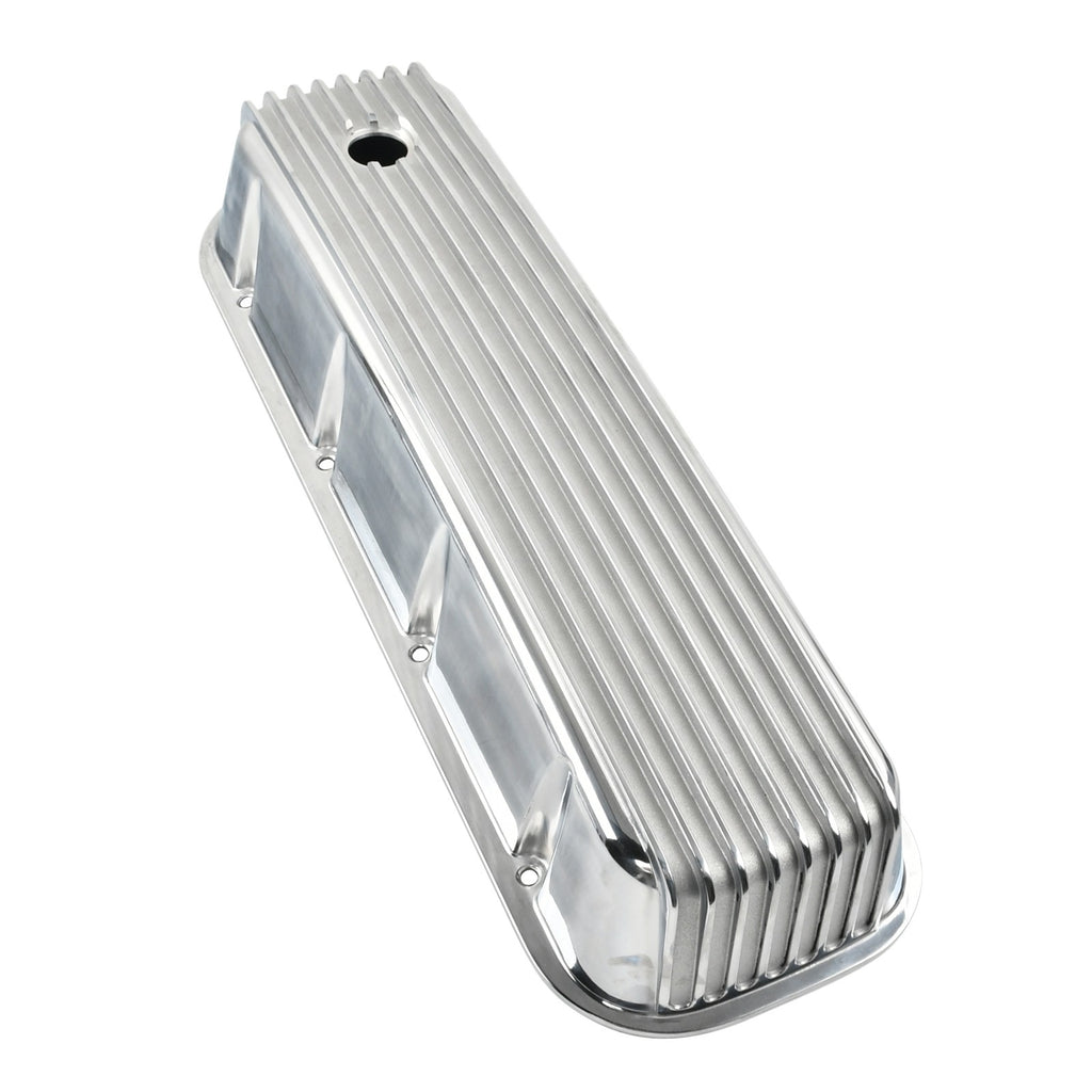 3-11/16" Polished Cast Aluminum Tall Full-Finned Valve Covers - Fits Chevy 396 402 427 Big Block V8