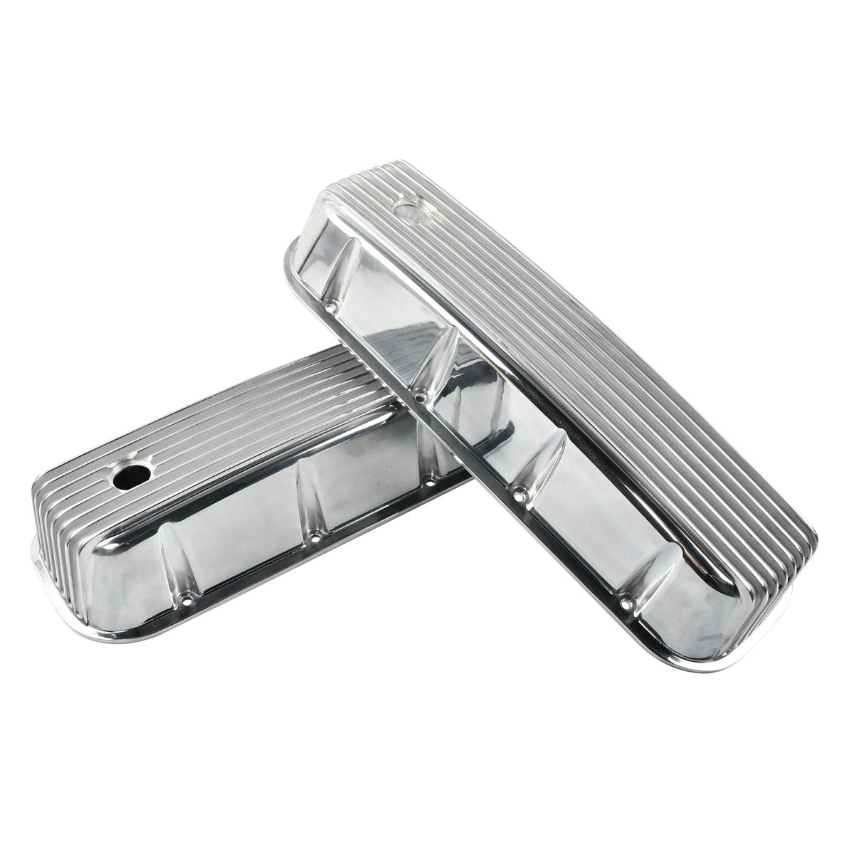 3-11/16" Polished Cast Aluminum Tall Full-Finned Valve Covers - Fits Chevy 396 402 427 Big Block V8