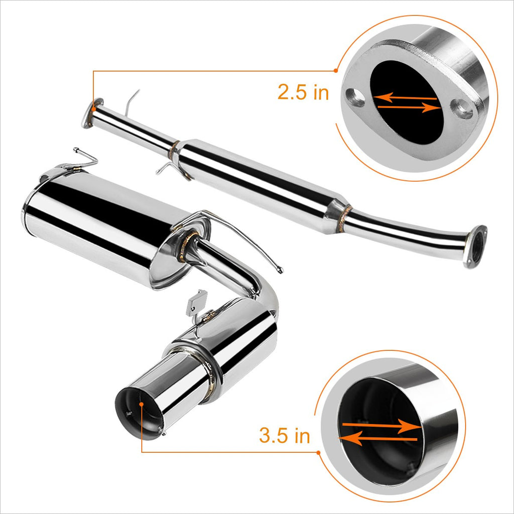 3.5" Stainless Steel Catback Exhaust System - Fits 1990–1997 Mazda Miata MX-5 NA 1.6L 1.8L
