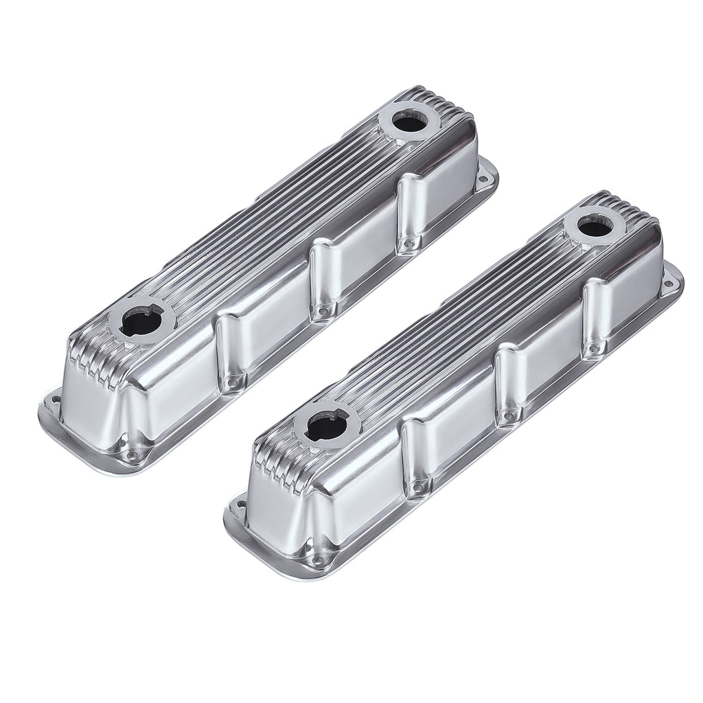 3-1/2" Polished Finned Aluminum Valve Covers - Fits 1992-Up Chrysler Magnum 5.2L 5.9L V8