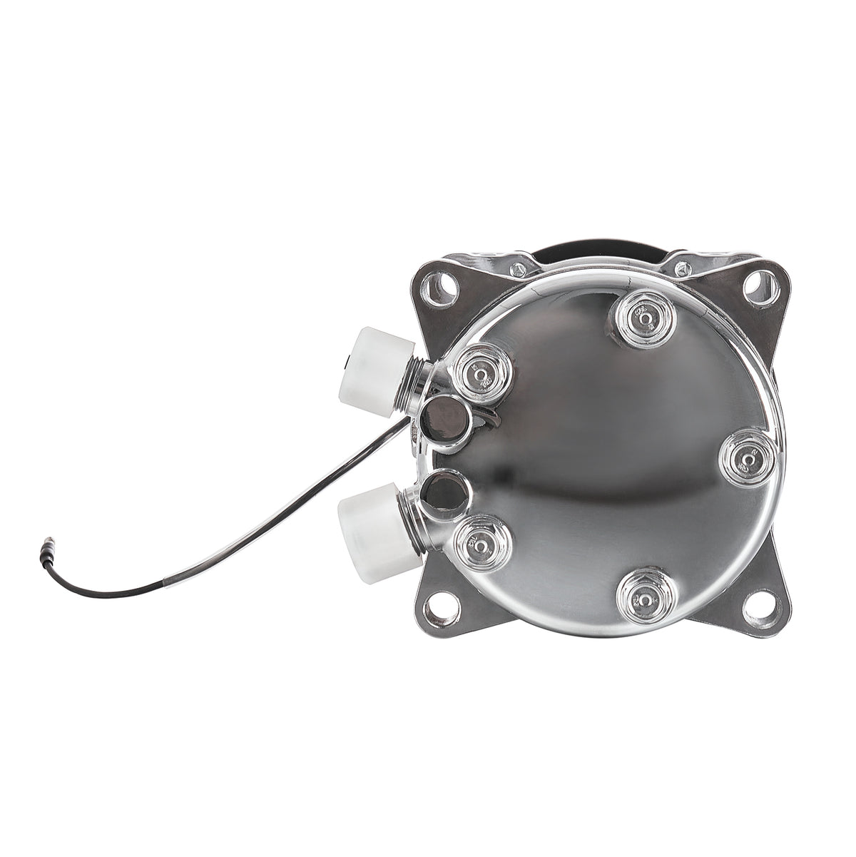 24V Chrome 2-Groove V-Belt Aluminum 508 Style A/C Compressor with Clutch - Fits Universal R134a A/C Systems