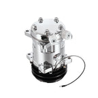 24V Chrome 2-Groove V-Belt Aluminum 508 Style A/C Compressor with Clutch - Fits Universal R134a A/C Systems