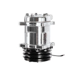 24V Chrome 2-Groove V-Belt Aluminum 508 Style A/C Compressor with Clutch - Fits Universal R134a A/C Systems