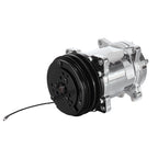 24V Chrome 2-Groove V-Belt Aluminum 508 Style A/C Compressor with Clutch - Fits Universal R134a A/C Systems