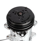 24V Chrome 2-Groove V-Belt Aluminum 508 Style A/C Compressor with Clutch - Fits Universal R134a A/C Systems
