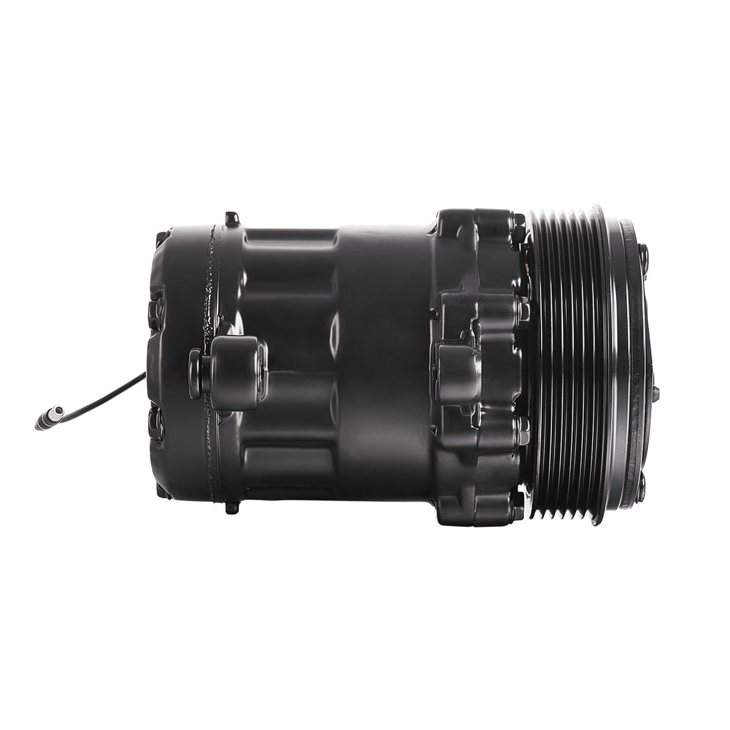 Black 6-Groove SD7 7176 Style A/C Compressor with Clutch - Fits Universal R134a A/C Systems