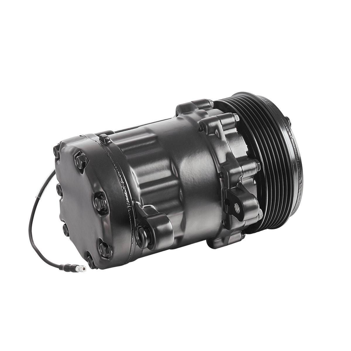 Black 6-Groove SD7 7176 Style A/C Compressor with Clutch - Fits Universal R134a A/C Systems