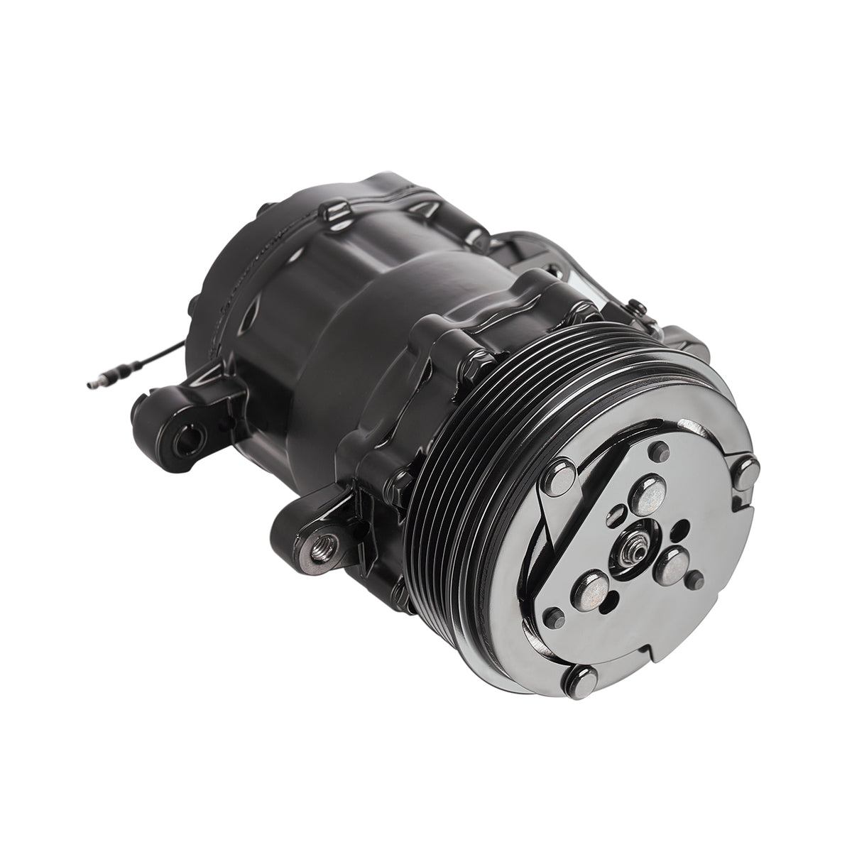Black 6-Groove SD7 7176 Style A/C Compressor with Clutch - Fits Universal R134a A/C Systems