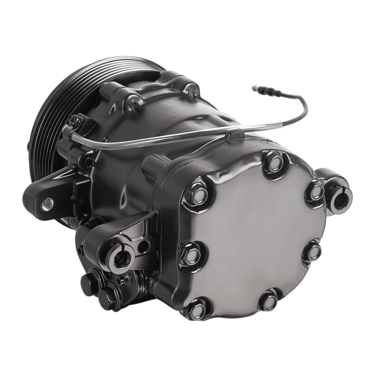 Black 6-Groove SD7 7176 Style A/C Compressor with Clutch - Fits Universal R134a A/C Systems