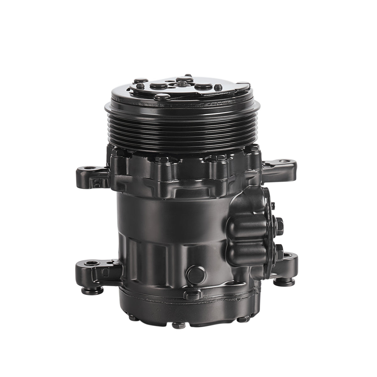 Black 6-Groove SD7 7176 Style A/C Compressor with Clutch - Fits Universal R134a A/C Systems