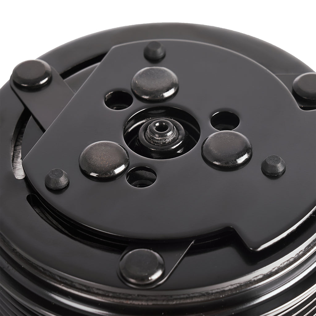 Black 6-Groove SD7 7176 Style A/C Compressor with Clutch - Fits Universal R134a A/C Systems