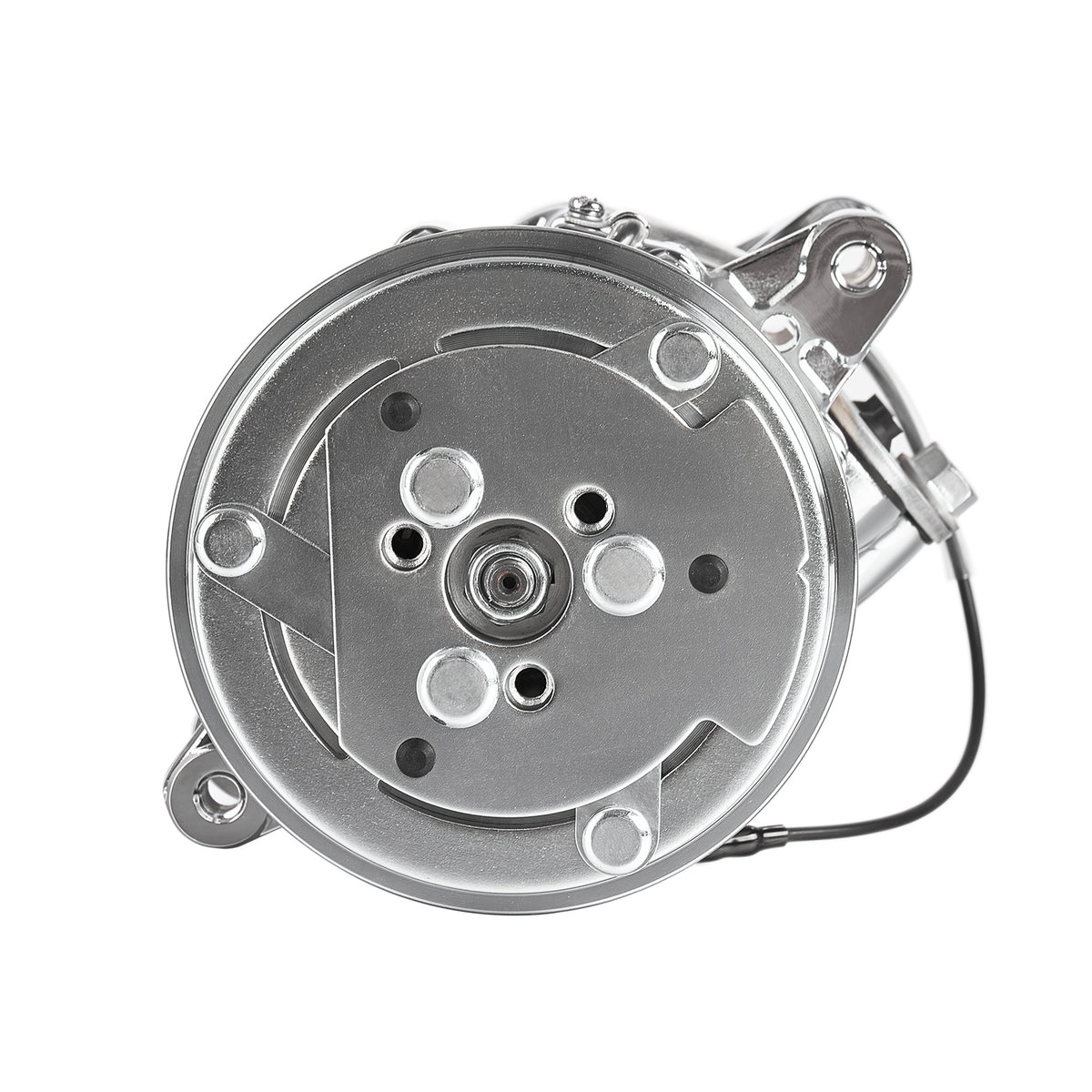 Chrome 6-Groove Aluminum SD-7 Mini A/C Compressor with Clutch - Fits Universal R134a A/C Systems