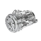 Chrome 6-Groove Aluminum SD-7 Mini A/C Compressor with Clutch - Fits Universal R134a A/C Systems