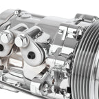 Chrome 6-Groove Aluminum SD-7 Mini A/C Compressor with Clutch - Fits Universal R134a A/C Systems