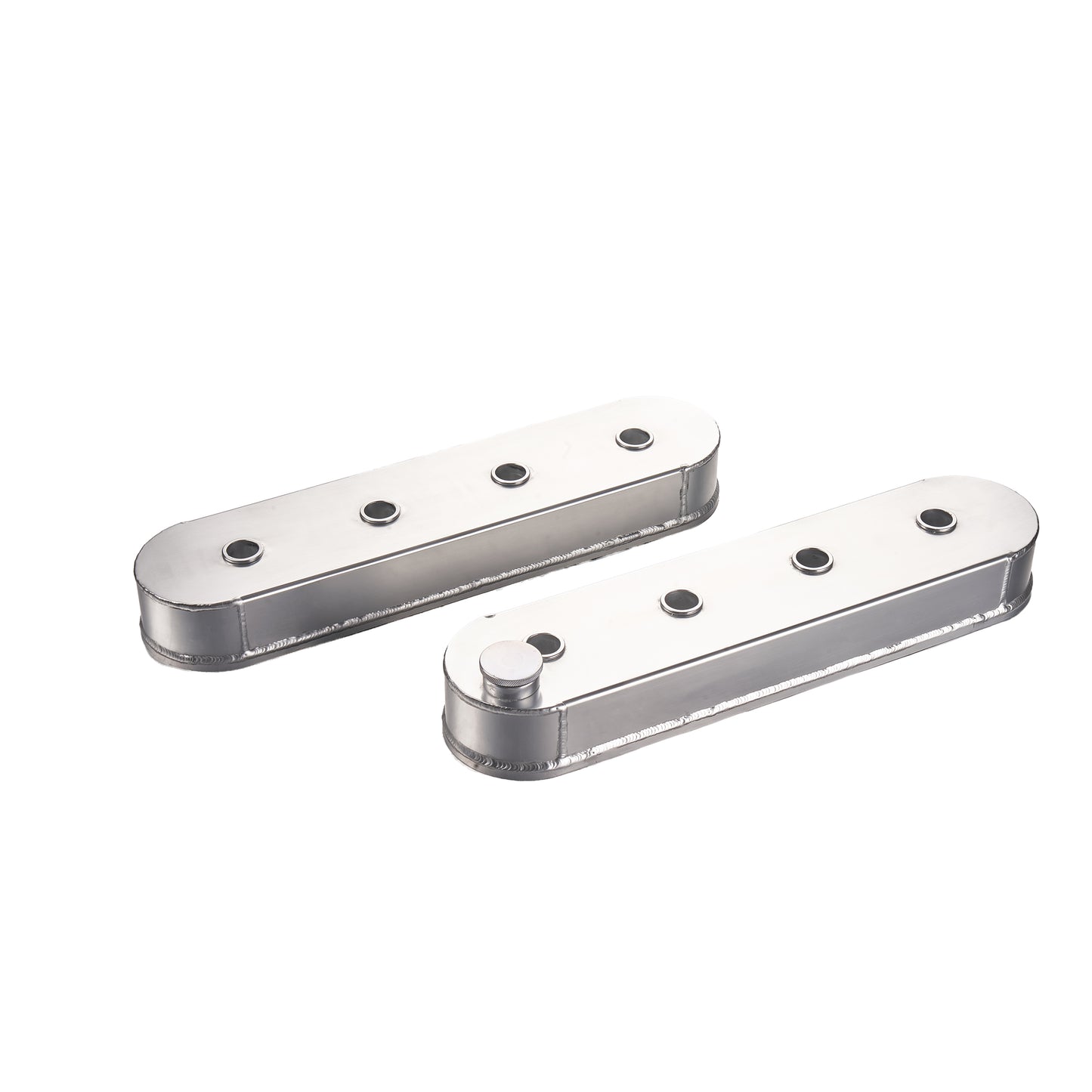 Silver Fabricated Aluminum Valve Covers for Chevy LS-Series – Center Bolt, Short Height, Anodized（PVC8552）